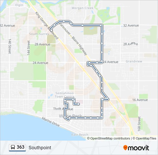 Plan de la ligne 363 de bus