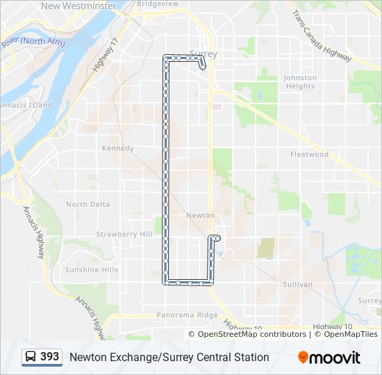 Plan de la ligne 393 de bus