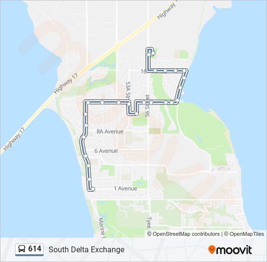 Plan de la ligne 614 de bus