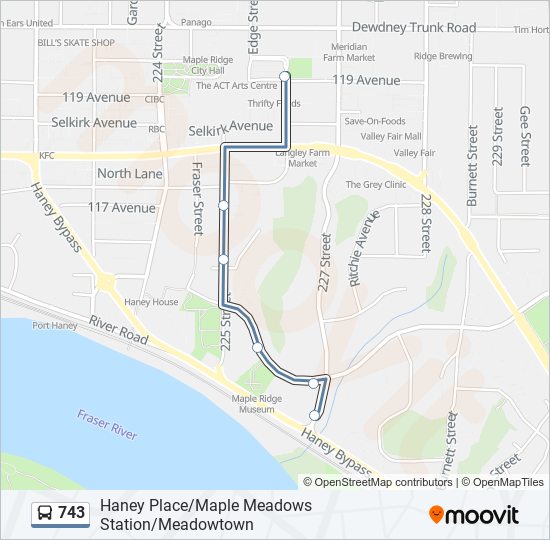 743 bus Line Map