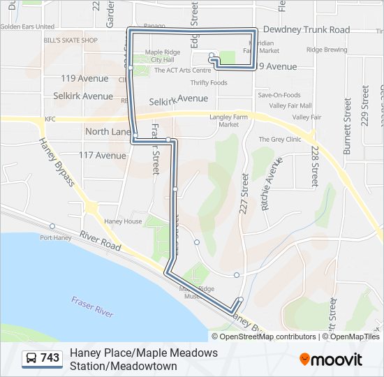 Plan de la ligne 743 de bus