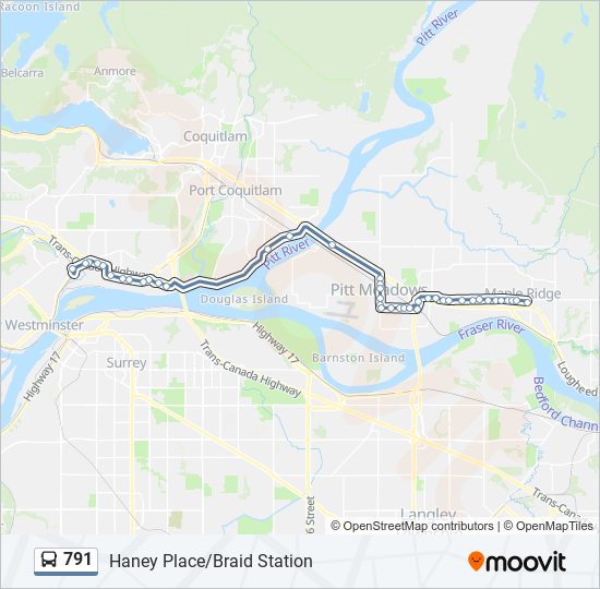 Plan de la ligne 791 de bus