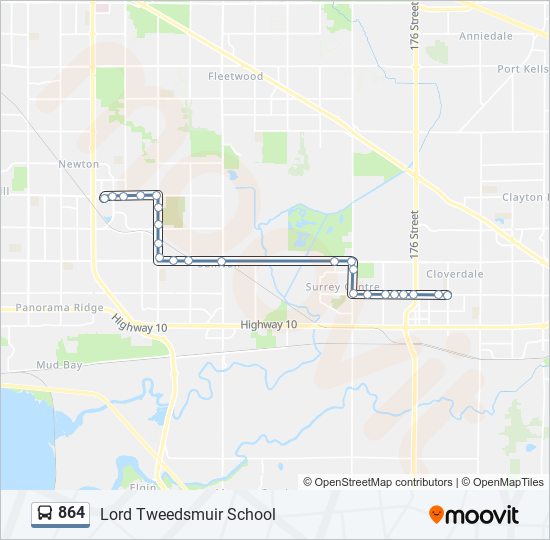 864 bus Line Map