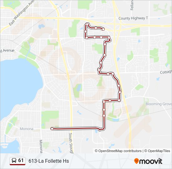 61 Bus Line Map