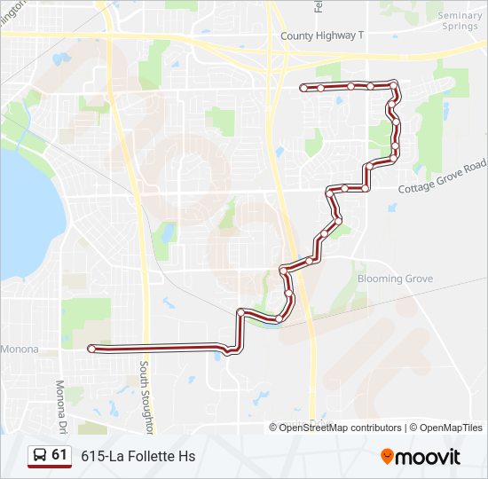 61 Bus Line Map