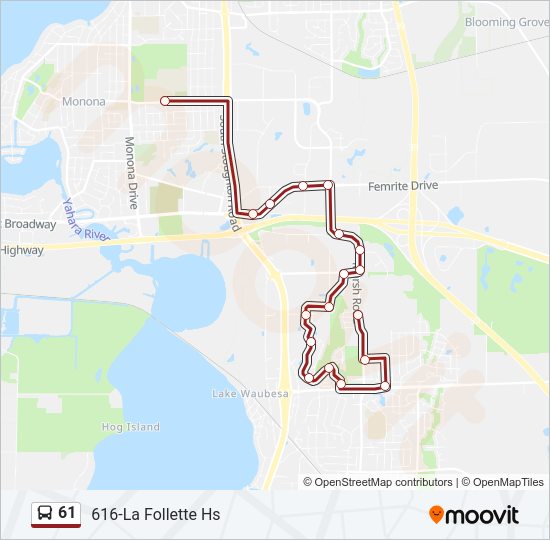 61 Bus Line Map