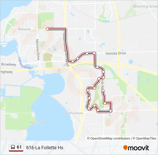 61 Bus Line Map