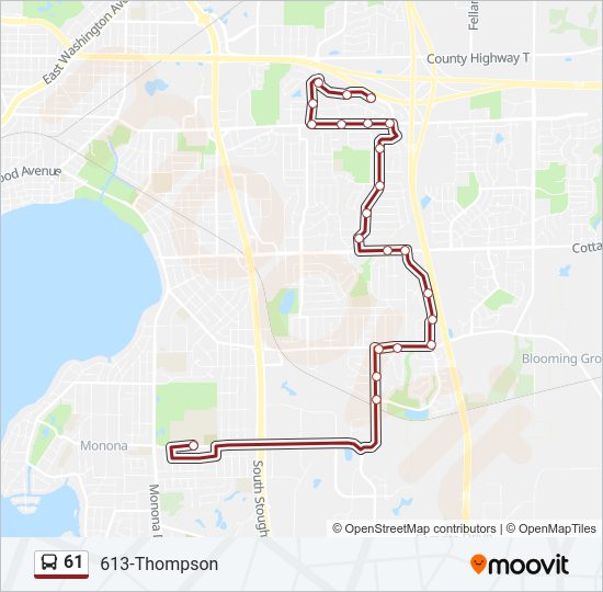 61 Bus Line Map