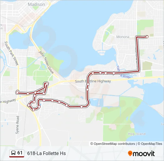 61 Bus Line Map