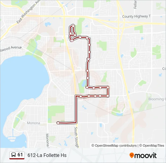 61 Bus Line Map
