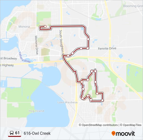 61 Bus Line Map