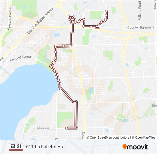 61 Bus Line Map