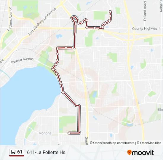 61 Bus Line Map