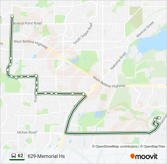 62 Bus Line Map