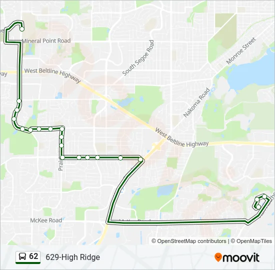 62 Bus Line Map