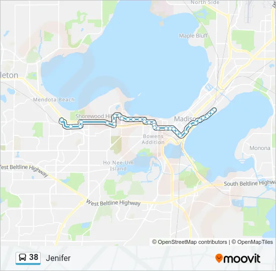 38 Bus Line Map