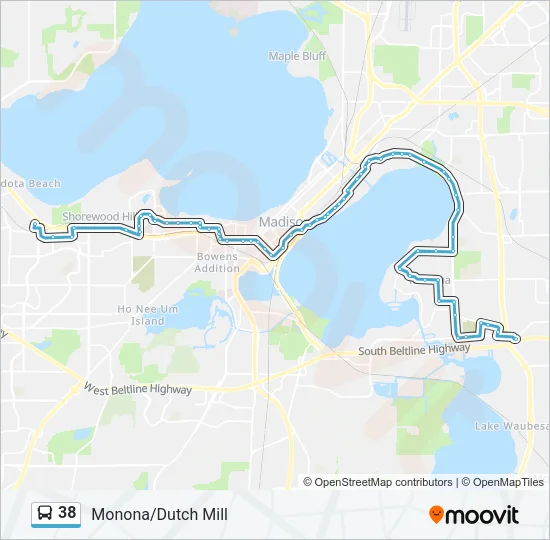 38 Bus Line Map