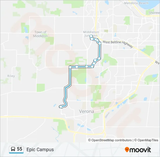 55 Bus Line Map
