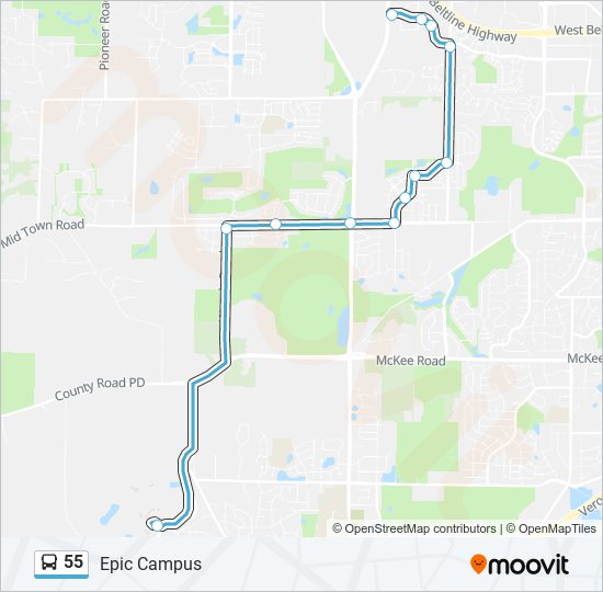 Mapa de 55 de autobús