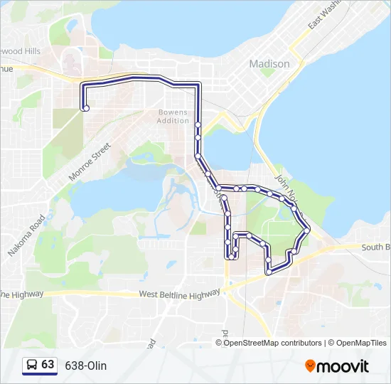 63 Bus Line Map