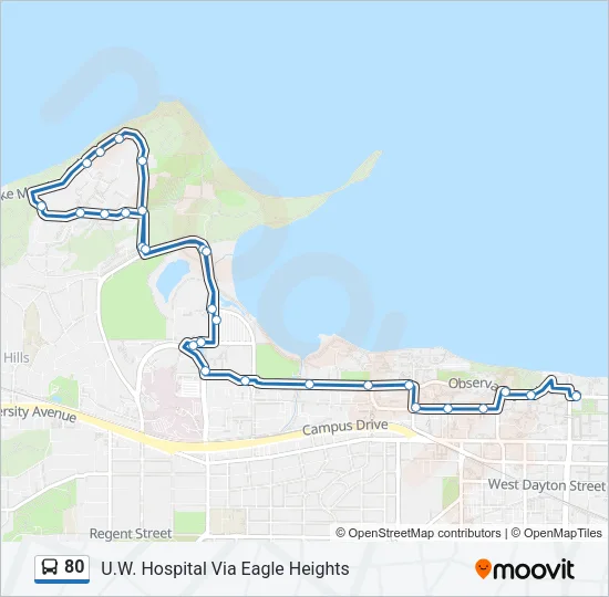 80 Bus Line Map