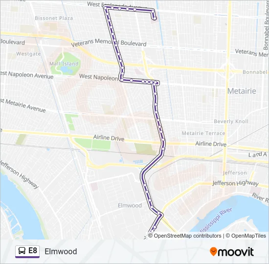 E8 Bus Line Map