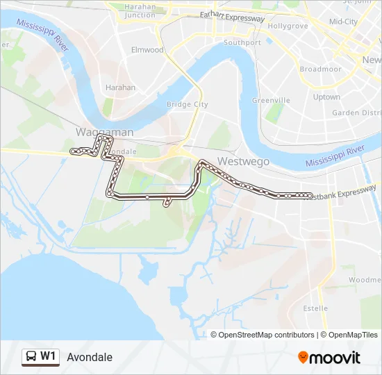W1 Bus Line Map