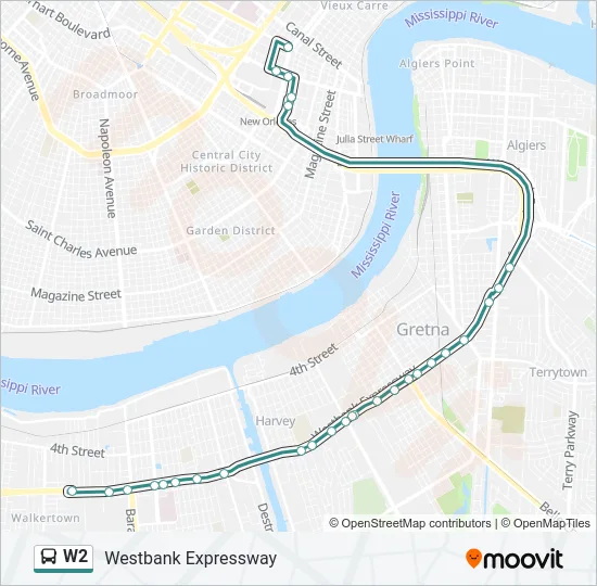 W2 Bus Line Map