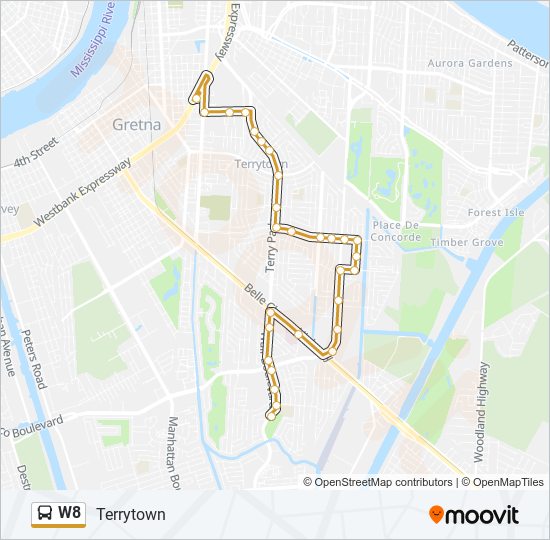 W8 bus Line Map