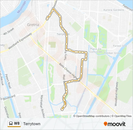 W8 Bus Line Map