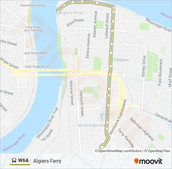 W6A Bus Line Map