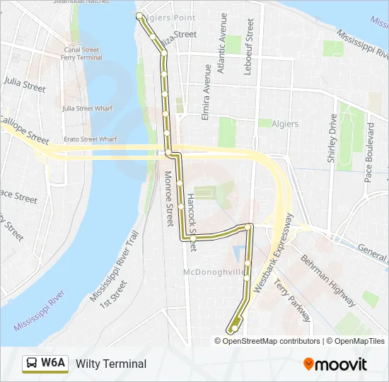 W6A Bus Line Map