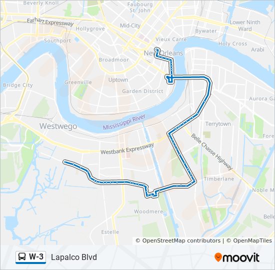 W3 Route Schedules Stops Maps Lapalco Blvd