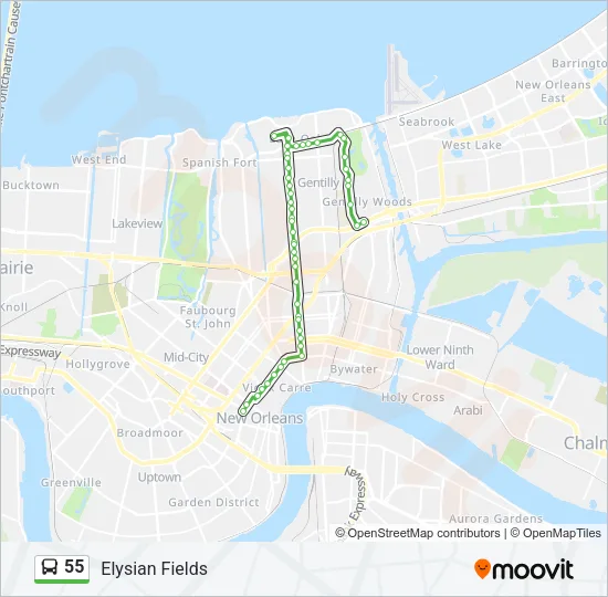 55 Bus Line Map