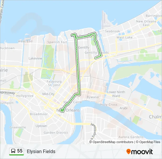 55 Bus Line Map