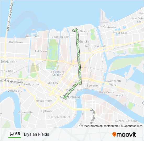 55 Bus Line Map