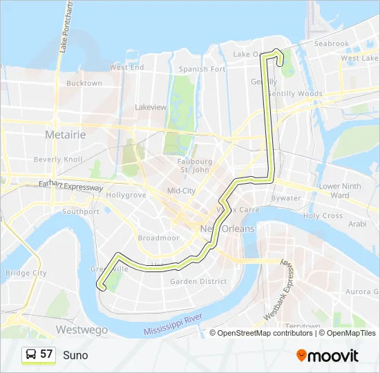 57 Bus Line Map