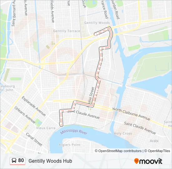 80 Bus Line Map