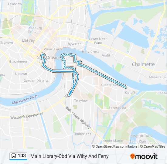 103 bus Line Map