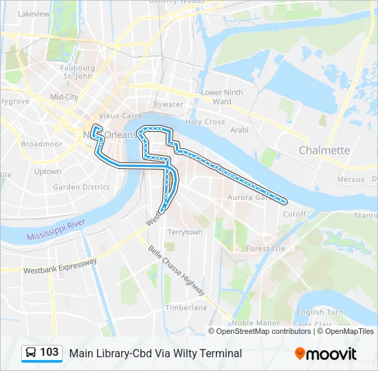 103 Bus Line Map