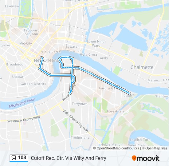 103 bus Line Map