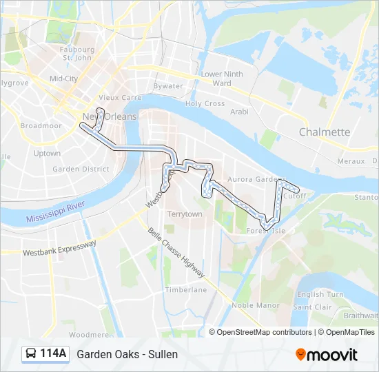 114A Bus Line Map