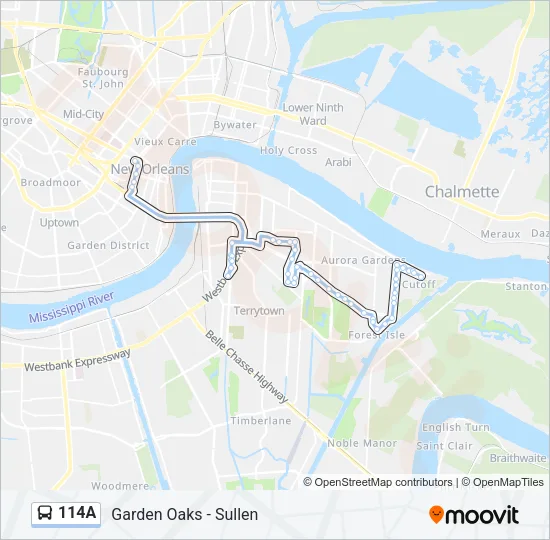 114A Bus Line Map
