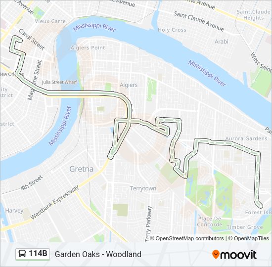 114B bus Line Map