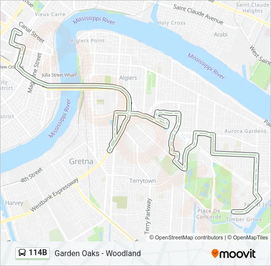 114B Bus Line Map