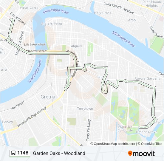 114B Bus Line Map