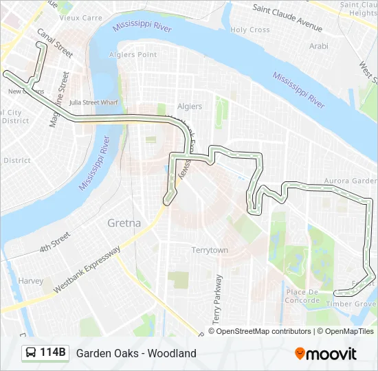 114B Bus Line Map