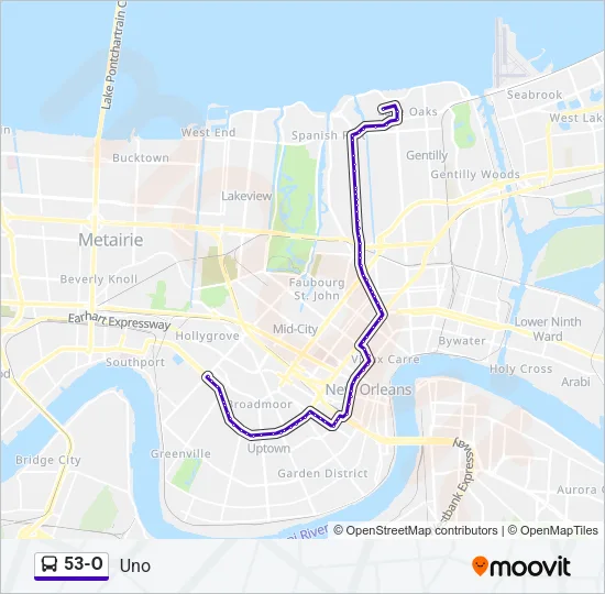 53-O Bus Line Map