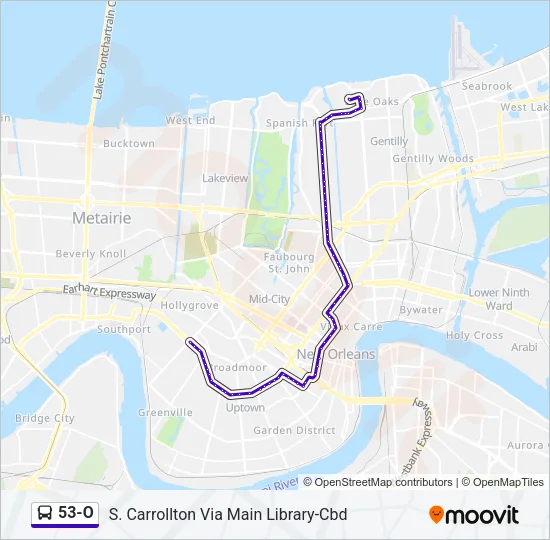53-O Bus Line Map