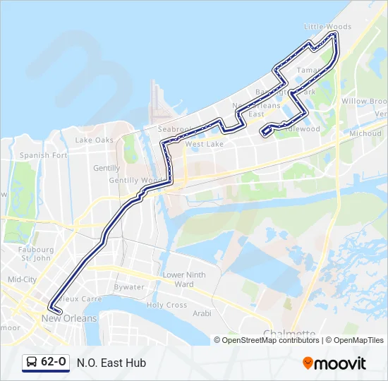 62-O Bus Line Map